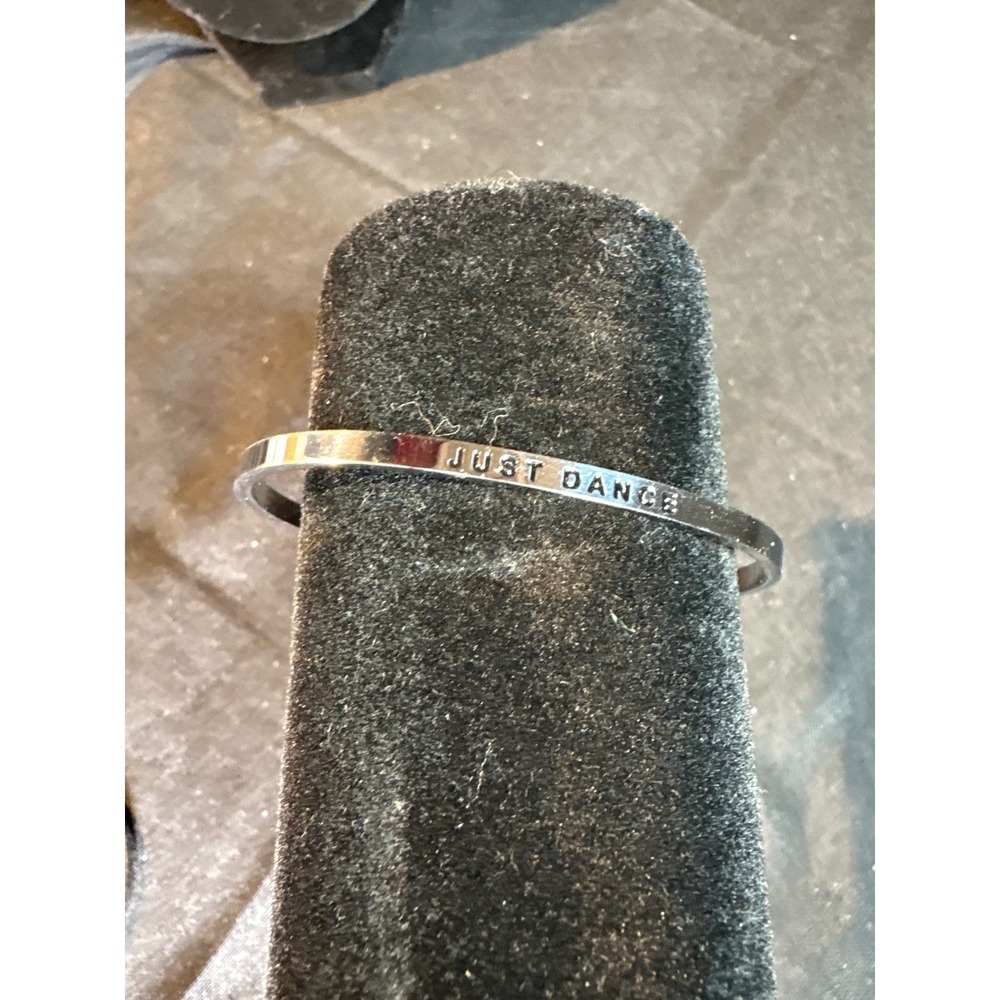 Silver Tone Inspirational Cuff Bracelet Just Dance Remember Whose You Are